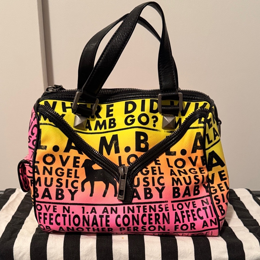 L.A.M.B. Yellow and Pink Graphic Satchel